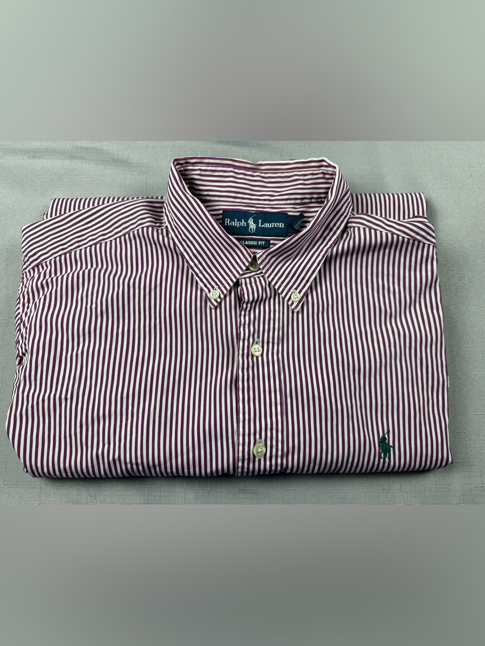 Polo Ralph Lauren‎ Mens L/S Button Down Shirt, Classic Fit, Lrg. Dk.Purple/White